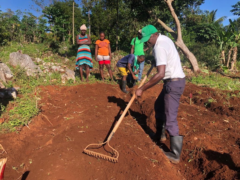 Moestuinen Village Marie Haiti - plot making